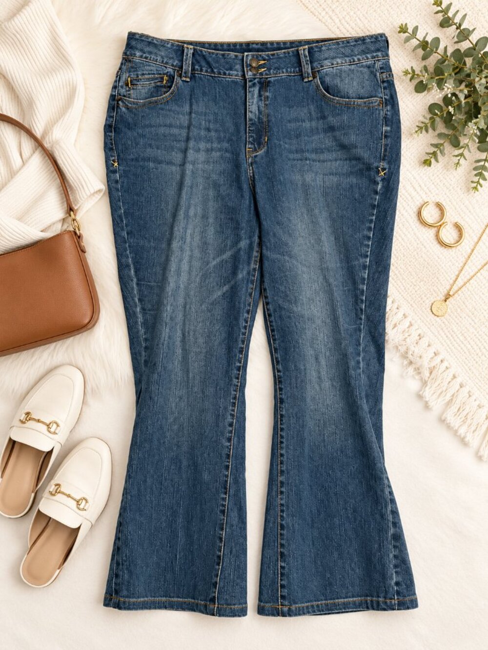 Lane Bryant Size 28 Bootcut Jeans Medium Wash Plus Size Denim